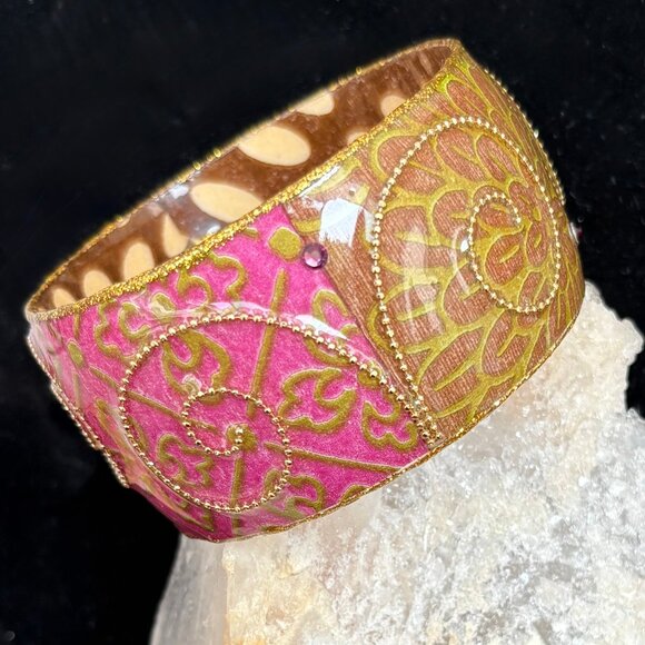 Iris Design Wide Artisan Bangle Mauve & Pink - Picture 5 of 5
